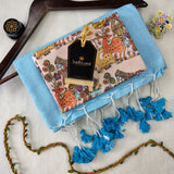 Sky Handloom Cotton Saree With Designer Blouse