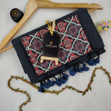 Grey Handloom Cotton Saree With Designer Blouse