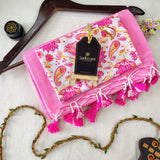 Baby Pink Handloom Cotton Saree With Designer Blouse