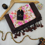 Brown Handloom Cotton Saree With Designer Blouse