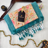 C Green Handloom Cotton Saree With Designer Blouse