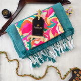 C Green Handloom Cotton Saree With Designer Blouse