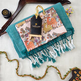 C Green Handloom Cotton Saree With Designer Blouse