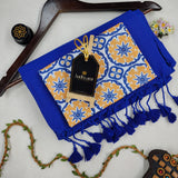 Blue Handloom Cotton Saree With Designer Blouse