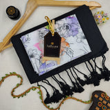 Black Handloom Cotton Saree With Designer Blouse