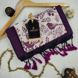 Wine Handloom Cotton Saree With Designer Blouse