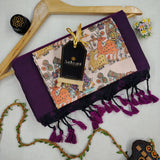 Wine Handloom Cotton Saree With Designer Blouse