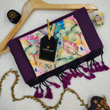 Wine Handloom Cotton Saree With Designer Blouse