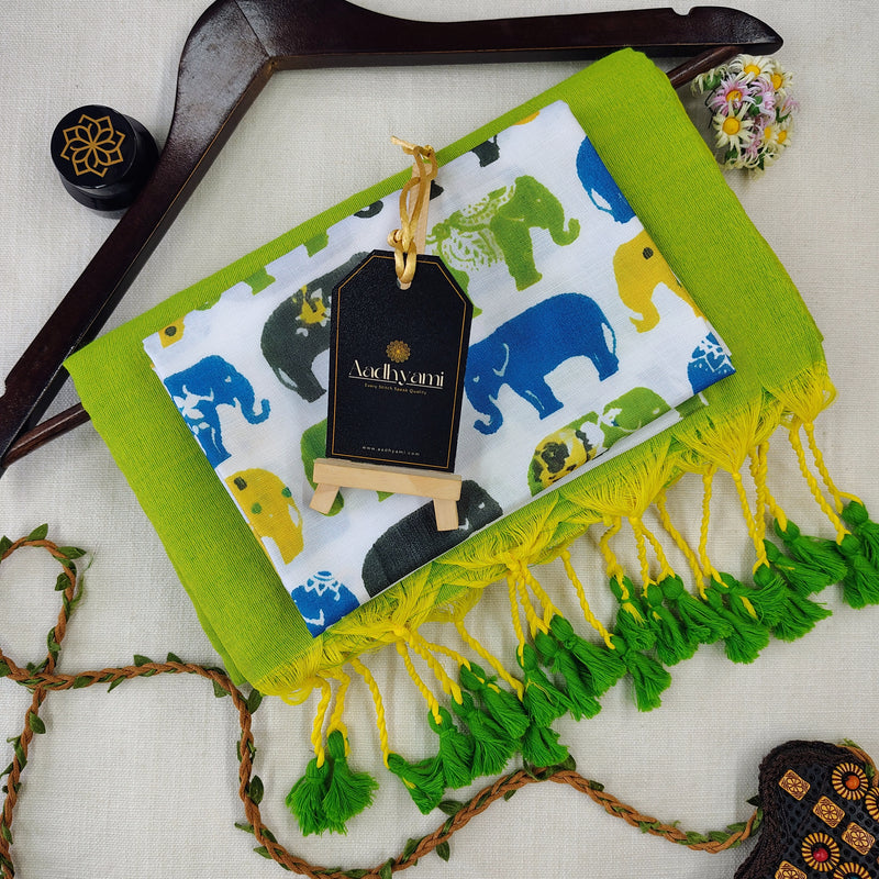 Perrot Handloom Cotton Saree With Designer Blouse