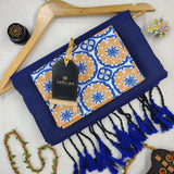 Royal Blue Handloom Cotton Saree With Designer Blouse