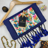 Royal Blue Handloom Cotton Saree With Designer Blouse