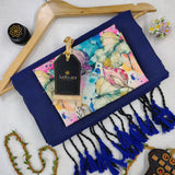 Royal Blue Handloom Cotton Saree With Designer Blouse