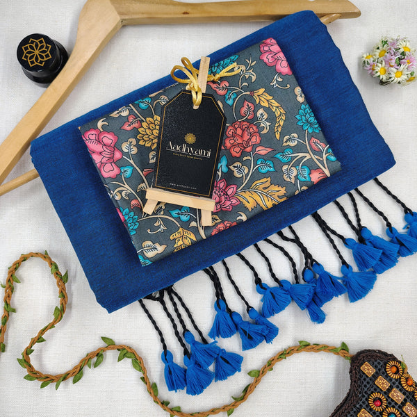 Firozi Handloom Cotton Saree With Designer Blouse