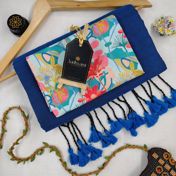 Firozi Handloom Cotton Saree With Designer Blouse