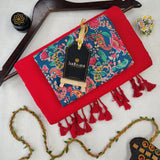 Red Handloom Cotton Saree With Designer Blouse