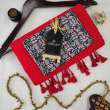 Red Handloom Cotton Saree With Designer Blouse