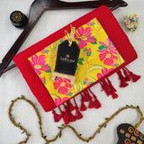 Red Handloom Cotton Saree With Designer Blouse