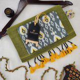 Light Mehndi Handloom Cotton Saree With Designer Blouse