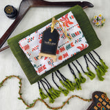 Green Handloom Cotton Saree With Designer Blouse