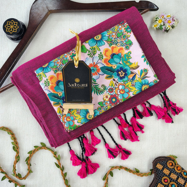 Pink Handloom Cotton Saree With Designer Blouse