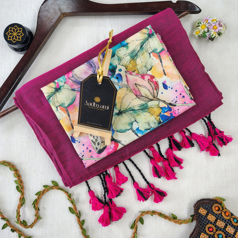 Pink Handloom Cotton Saree With Designer Blouse