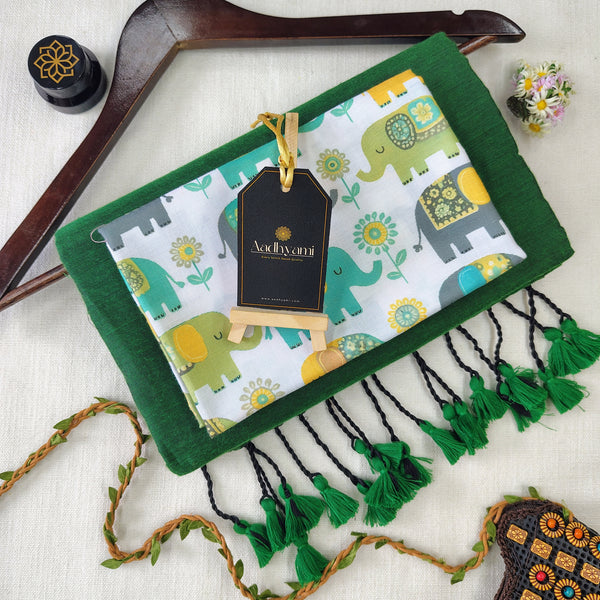 Green Handloom Cotton Saree With Designer Blouse