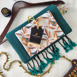 Rama Handloom Cotton Saree With Designer Blouse