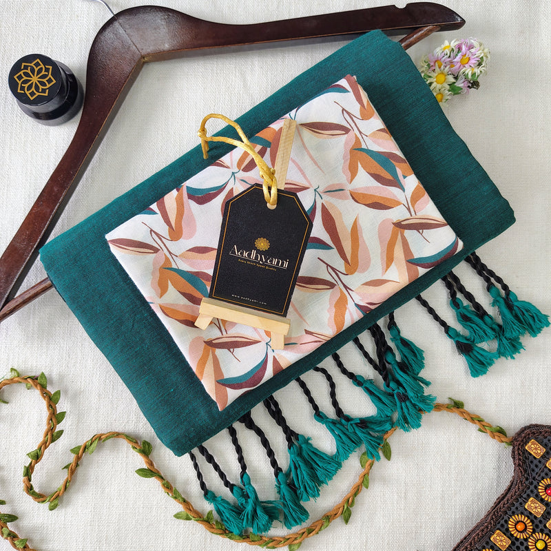 Rama Handloom Cotton Saree With Designer Blouse