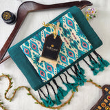 Rama Handloom Cotton Saree With Designer Blouse