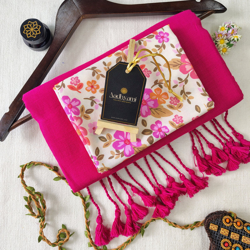 Pink Handloom Cotton Saree With Designer Blouse