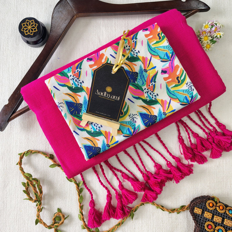 Pink Handloom Cotton Saree With Designer Blouse