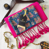 Pink Handloom Cotton Saree With Designer Blouse