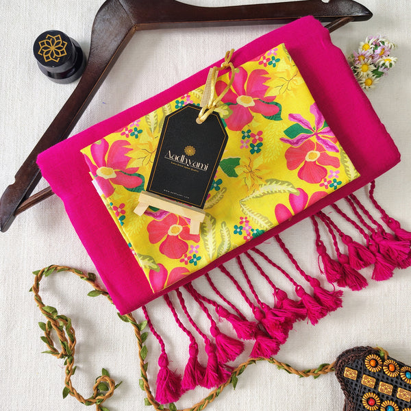 Pink Handloom Cotton Saree With Designer Blouse