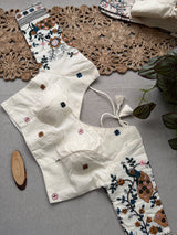 Maroon Khadi Cotton Saree With Embrodery Work Stitched Blouse