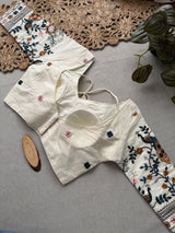 Maroon Khadi Cotton Saree With Embrodery Work Stitched Blouse