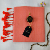 Peach Handloom Cotton Saree With Designer Blouse