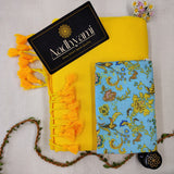 Yellow Handloom Cotton Saree With Designer Blouse