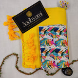 Yellow Handloom Cotton Saree With Designer Blouse