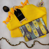Yellow Handloom Cotton Saree With Designer Blouse