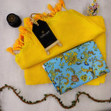 Yellow Handloom Cotton Saree With Designer Blouse