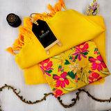 Yellow Handloom Cotton Saree With Designer Blouse