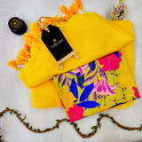 Yellow Handloom Cotton Saree With Designer Blouse