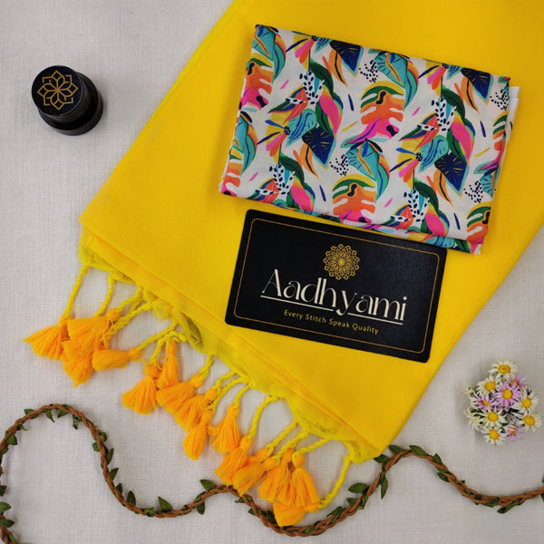 Yellow Handloom Cotton Saree With Designer Blouse