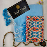 Sky Handloom Cotton Saree With Designer Blouse