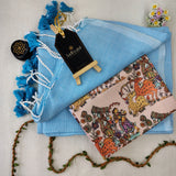 Sky Handloom Cotton Saree With Designer Blouse