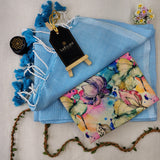 Sky Handloom Cotton Saree With Designer Blouse