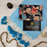 Sky Handloom Cotton Saree With Designer Blouse