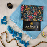 Sky Handloom Cotton Saree With Designer Blouse