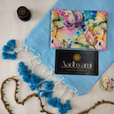 Sky Handloom Cotton Saree With Designer Blouse