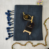 Grey Handloom Cotton Saree With Designer Blouse